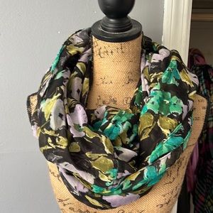 Boutique Infinity Scarf - Darker Floral Print - Lightweight